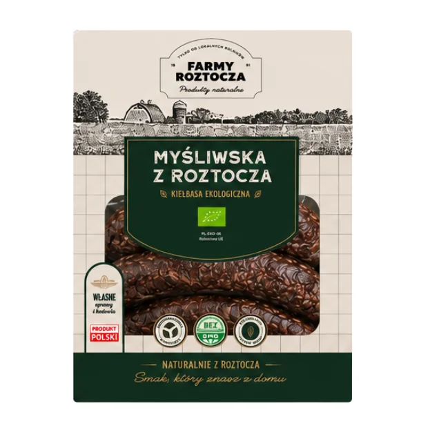 Kiełbasa Myśliwska z Roztocza Bio 400 g Farmy Roztocza