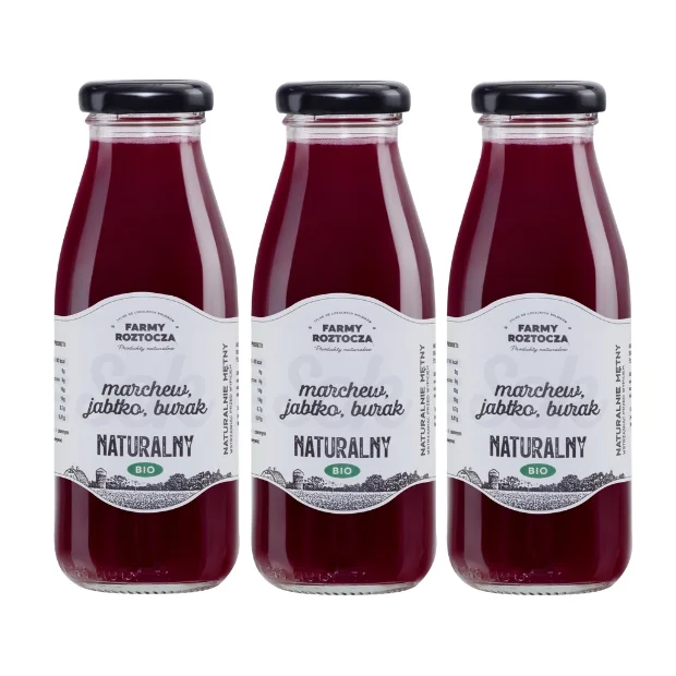 Sok marchew jabłko burak Bio 3 butelki x 250 ml Farmy Roztocza