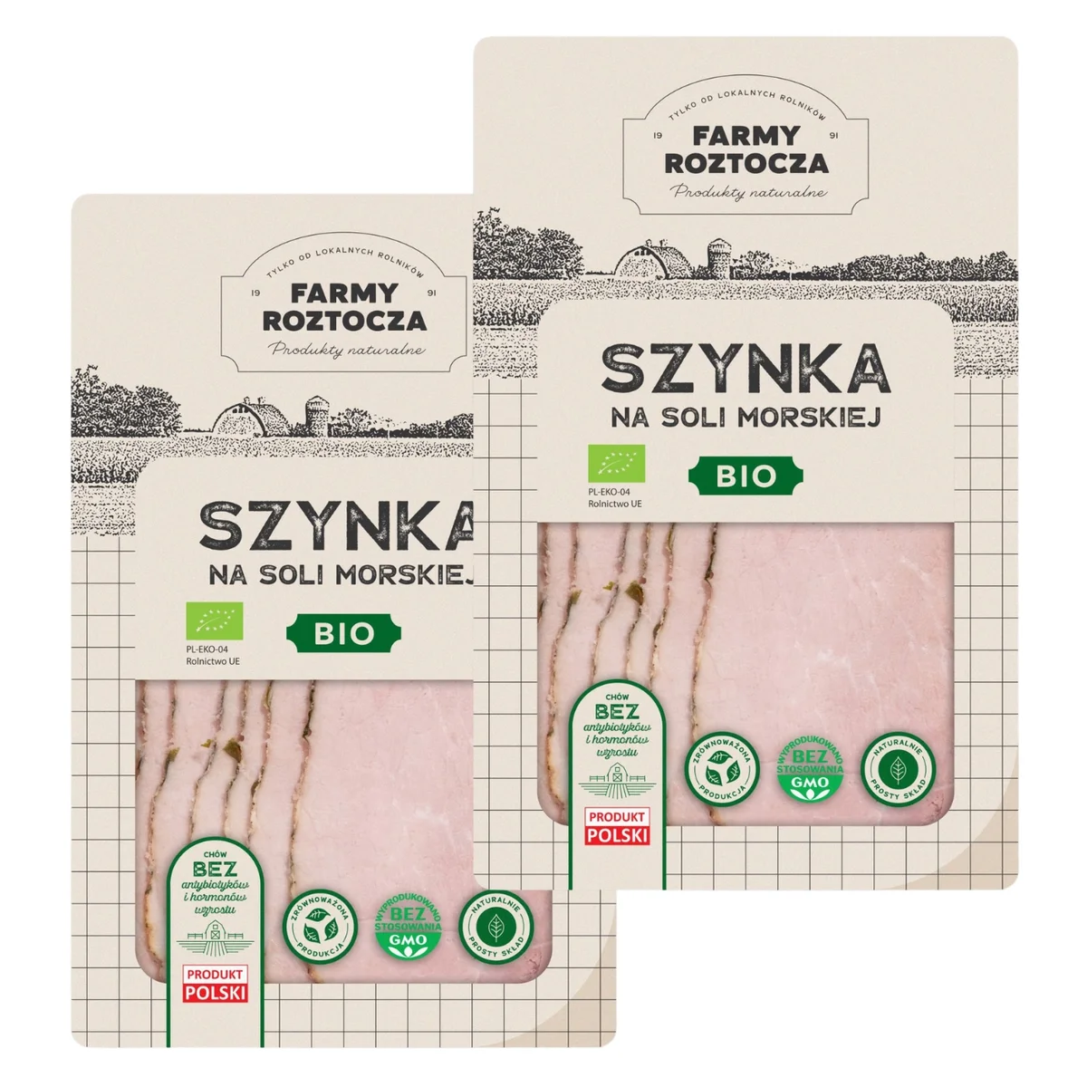 Szynka na soli morskiej w plastrach Bio 200 g Farmy Roztocza