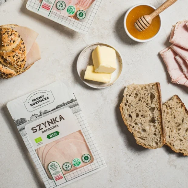Szynka drobiowa w plastrach Bio 200 g Farmy Roztocza