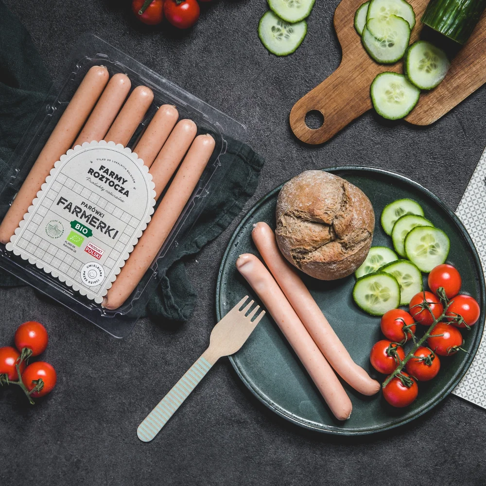 Zestaw parówek Bio: farmerki, z indyka, z kurczaka 750 g Farmy Roztocza