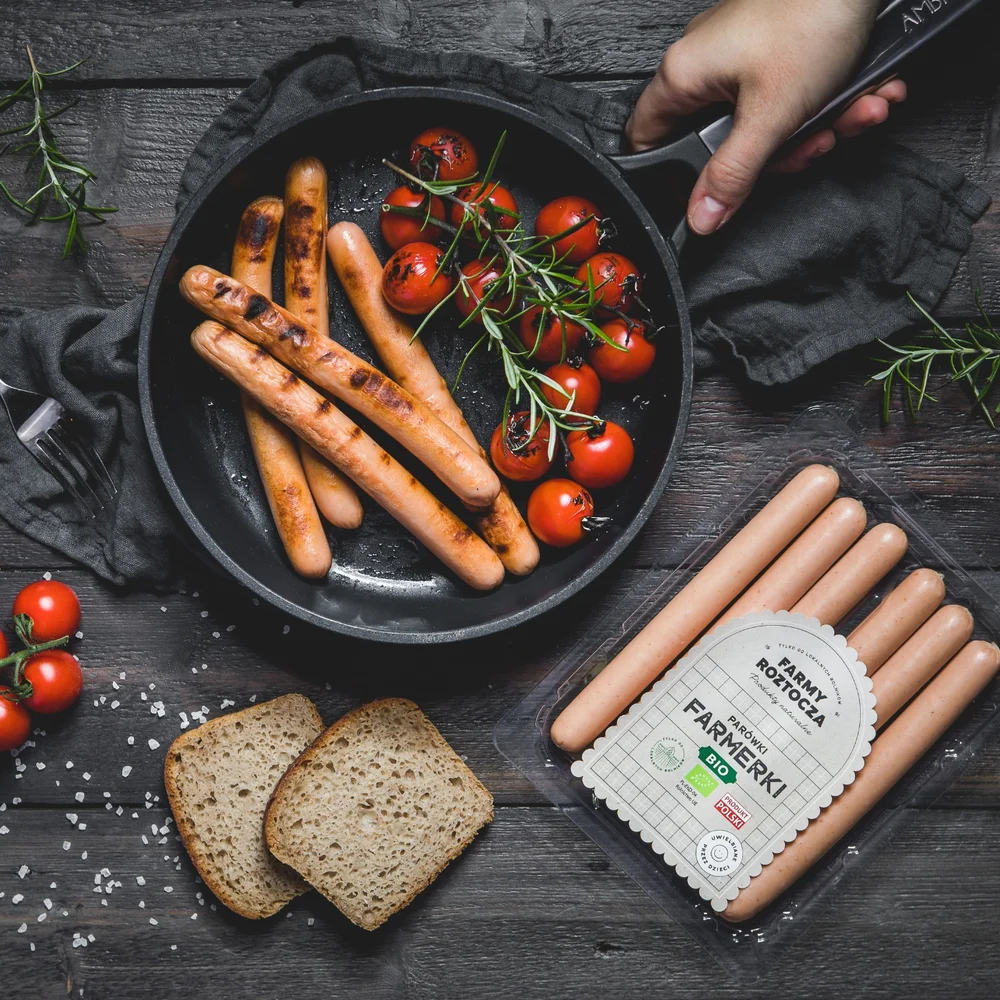 Zestaw parówek Bio: farmerki, z indyka, z kurczaka 750 g Farmy Roztocza