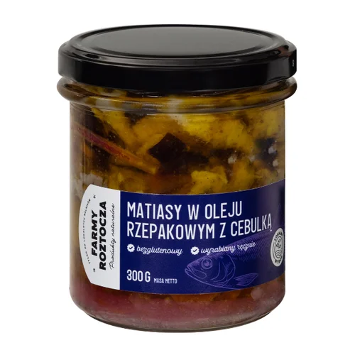 Matiasy w oleju rzepakowym z cebulką 300 g Farmy Roztocza