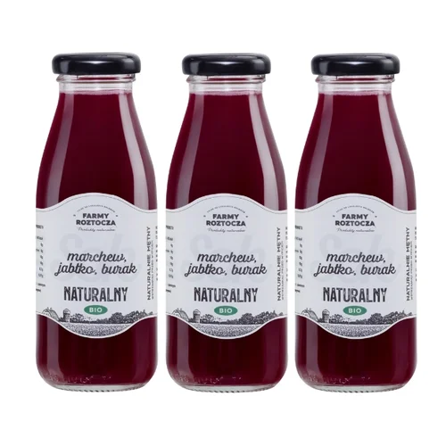 Sok marchew jabłko burak Bio 3 butelki x 250 ml Farmy Roztocza