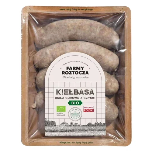 Kiełbasa biała surowa z szynki Bio 400 g Farmy Roztocza