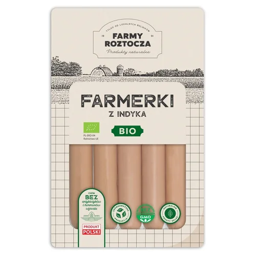 Parówki Farmerki z indyka Bio 250 g Farmy Roztocza