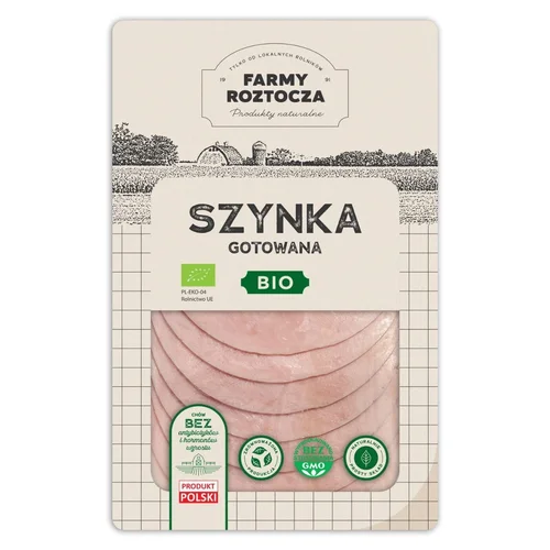 Szynka gotowana w plastrach Bio 100 g Farmy Roztocza