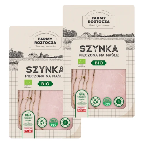 Szynka pieczona na maśle w plastrach Bio 200 g Farmy Roztocza