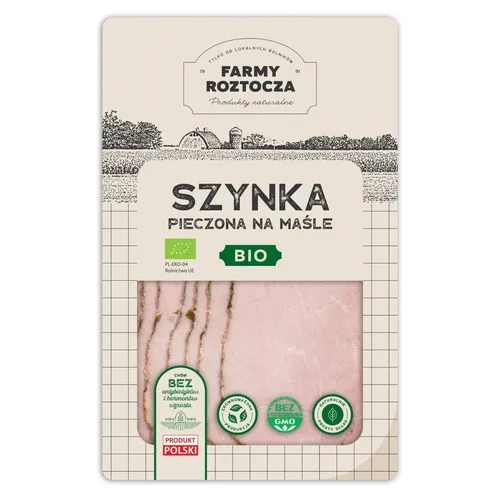 Szynka pieczona na maśle w plastrach Bio 100 g Farmy Roztocza