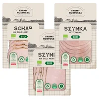 Mix - zestaw wędlin Bio: Schab oraz Szynka na soli morskiej, Szynka gotowana 300 g Farmy Roztocza